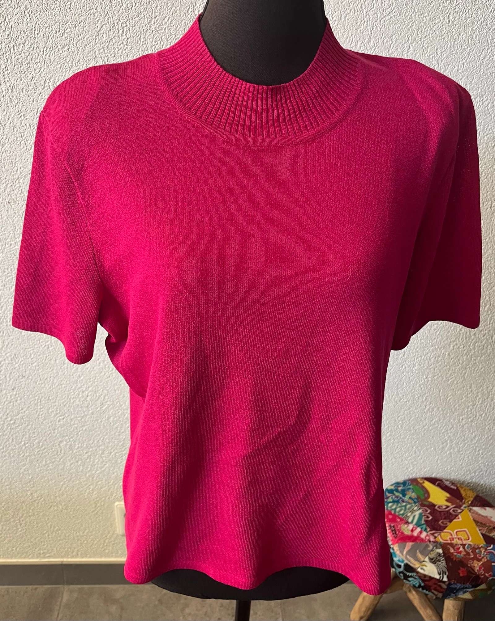 🌺 𝒎𝒛 | Attitude fijngebreide top fuchsia | maat 46 valt 44/46 | korte mouw | wolmix – photo 2